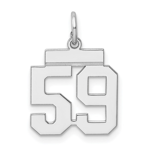 Sterling Silver Rhodium-plated Small Polished Number 59 Charm
