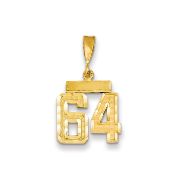 14k Yellow Gold Small Diamond-Cut Number 64 Charm