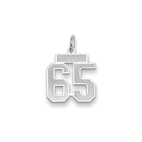 14k White Gold Small Satin Number 65 Charm