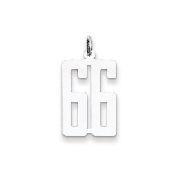 Sterling Silver Rhodium-plated Small Elongated Polished Number 66 Charm