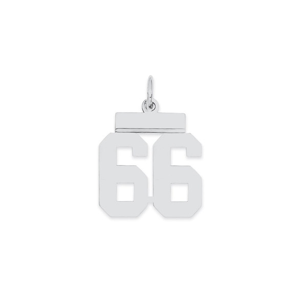 Sterling Silver Rhodium-plated Small Polished Number 66 Charm