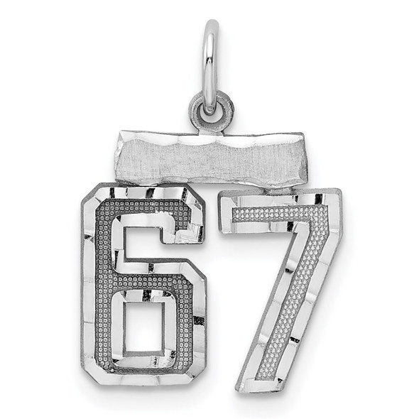 Sterling Silver Rhodium-plated Small #67 Charm