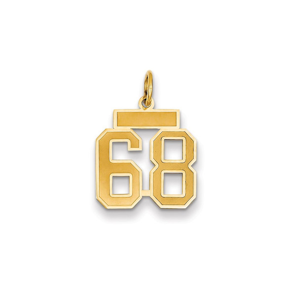 14k Yellow Gold Small Satin Number 68 Charm