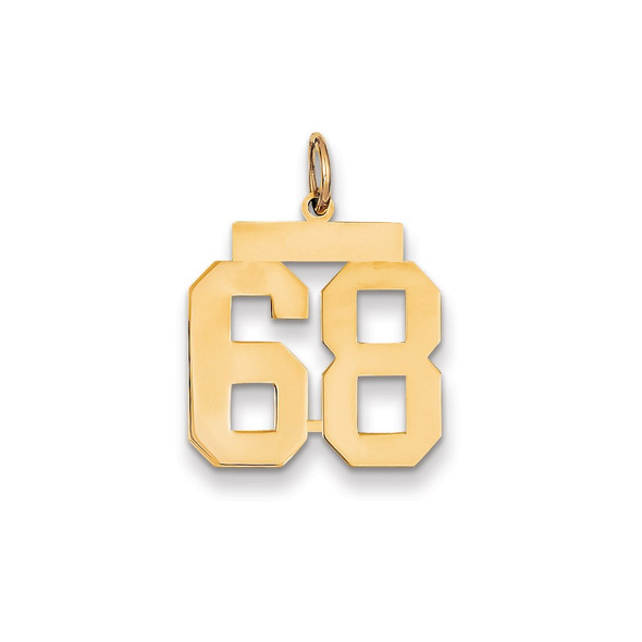 14k Yellow Gold Medium Polished Number 68 Charm LM68