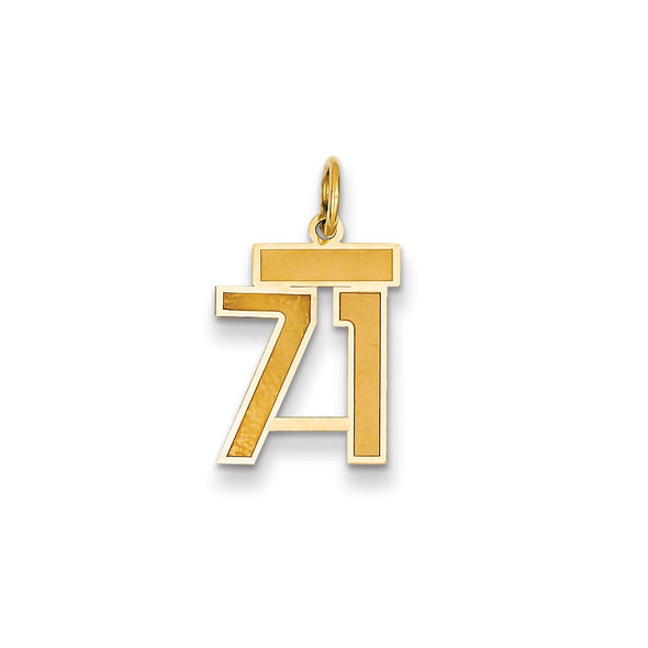 14k Yellow Gold Small Satin Number 71 Charm