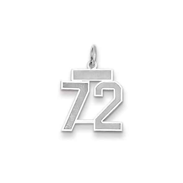 14k White Gold Small Satin Number 72 Charm