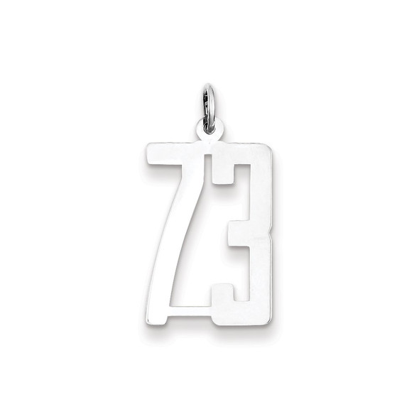 Sterling Silver Rhodium-plated Small Elongated Polished Number 73 Charm