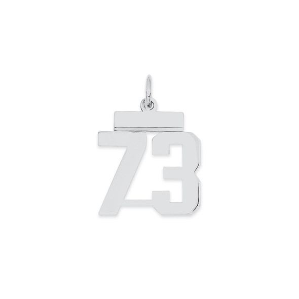 Sterling Silver Rhodium-plated Small Polished Number 73 Charm