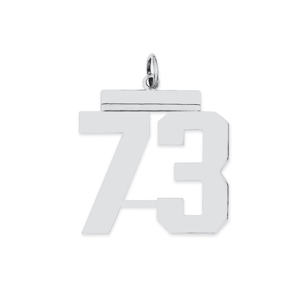 Sterling Silver Rhodium-plated Large Polished Number 73 Charm