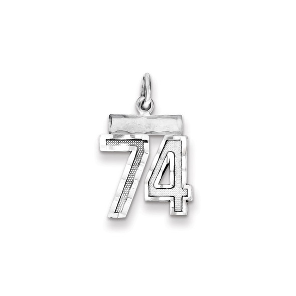 Sterling Silver Rhodium-plated Small #74 Charm