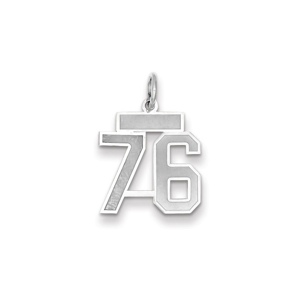 14k White Gold Small Satin Number 76 Charm