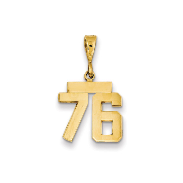 14k Yellow Gold Small Polished Number 76 Charm SP76