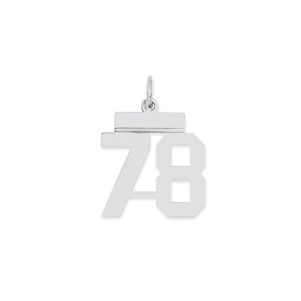 Sterling Silver Rhodium-plated Small Polished Number 78 Charm