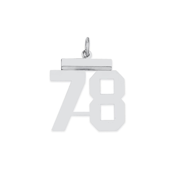 Sterling Silver Rhodium-plated Medium Polished Number 78 Charm