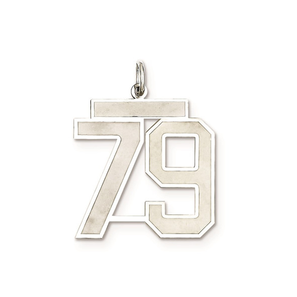Sterling Silver Rhodium-plated Large Satin Number 79 Charm
