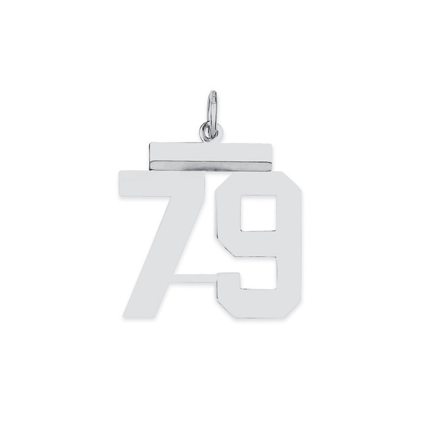 Sterling Silver Rhodium-plated Medium Polished Number 79 Charm