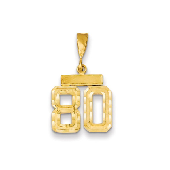 14k Yellow Gold Small Diamond-Cut Number 80 Charm