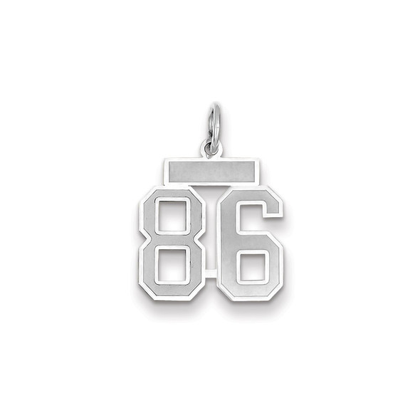 14k White Gold Small Satin Number 86 Charm