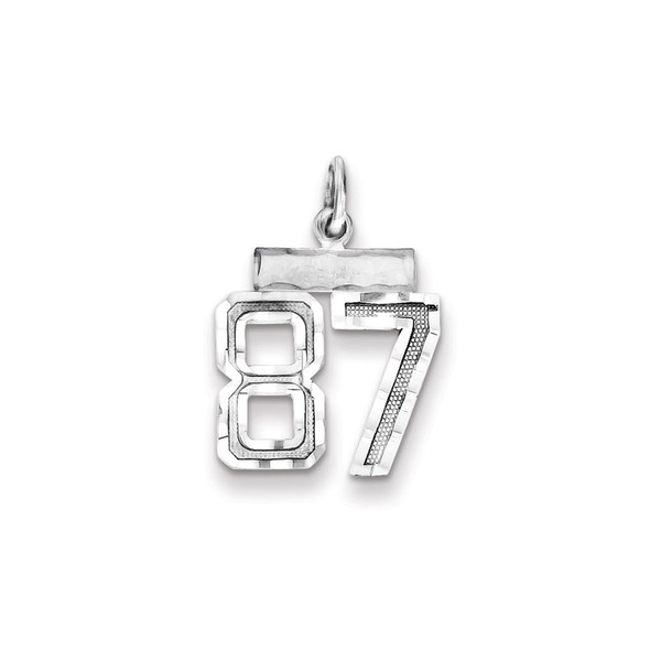 Sterling Silver Rhodium-plated Small #87 Charm