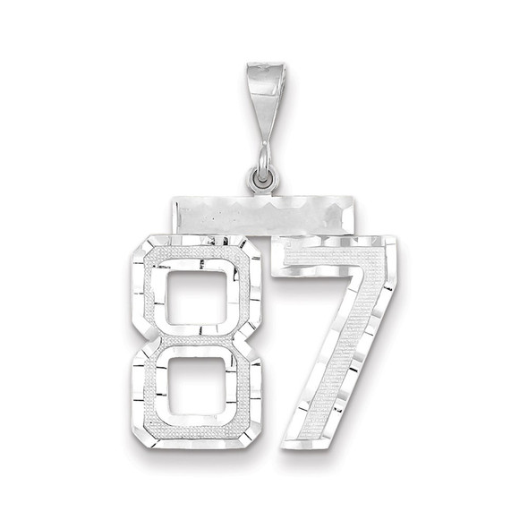 14k White Gold Large Diamond-Cut Number 87 Pendant