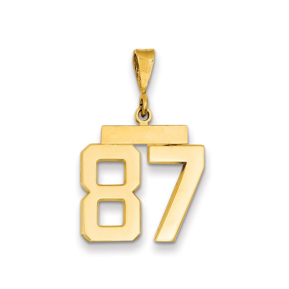 14k Yellow Gold Medium Polished Number 87 Pendant MP87