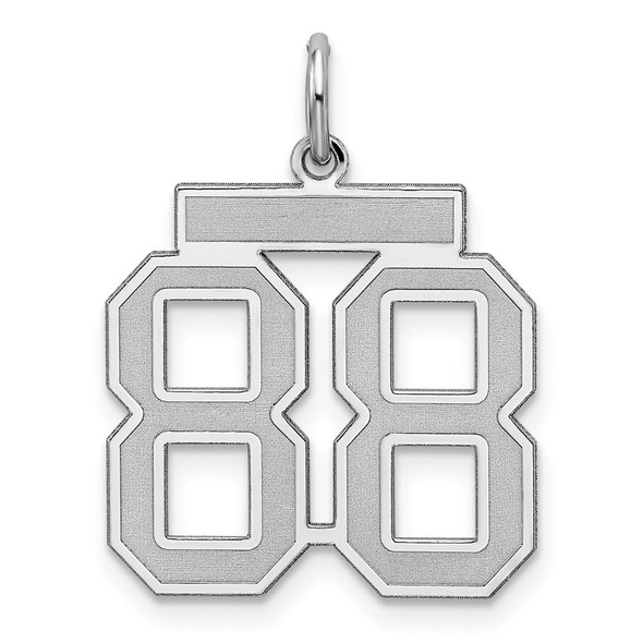 Sterling Silver Rhodium-plated Medium Satin Number 88 Charm