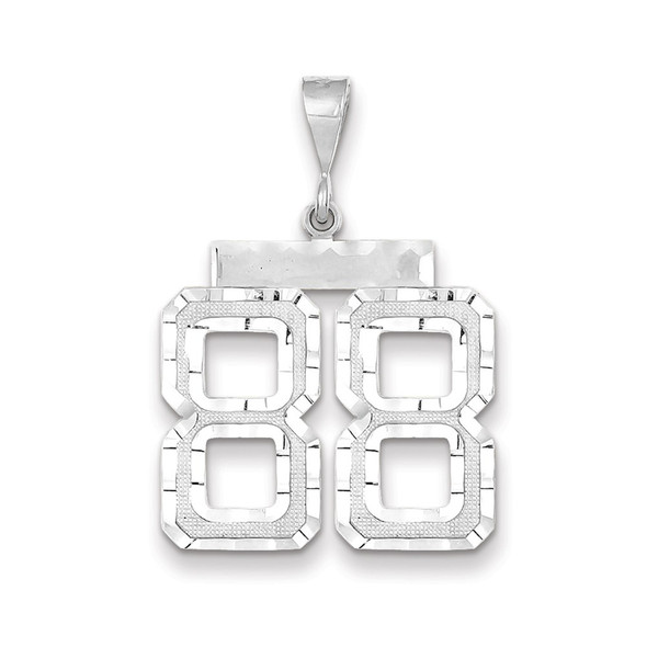 14k White Gold Large Diamond-Cut Number 88 Pendant