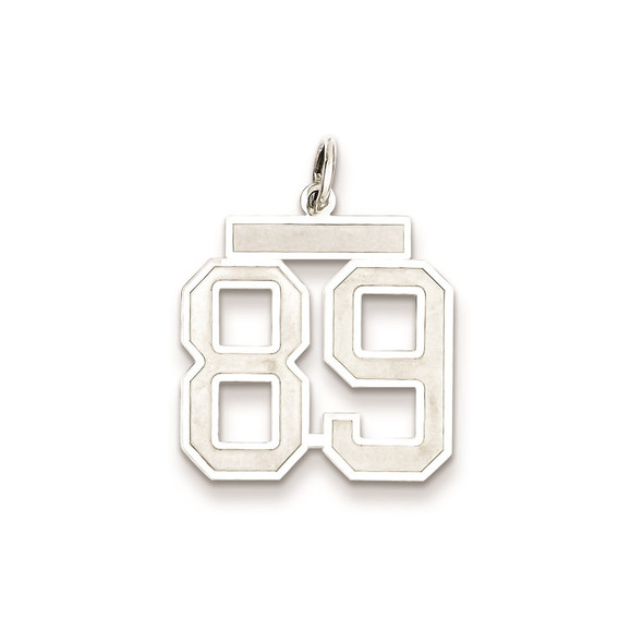 Sterling Silver Rhodium-plated Medium Satin Number 89 Charm