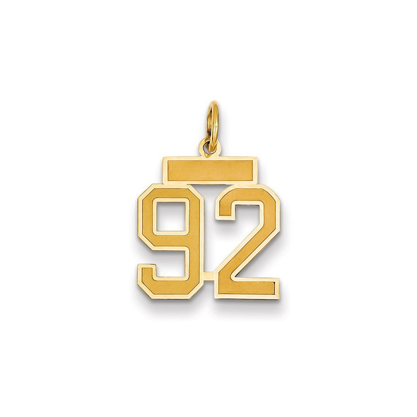 14k Yellow Gold Small Satin Number 92 Charm