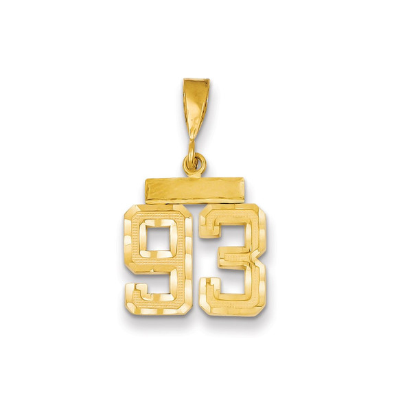 14k Yellow Gold Small Diamond-Cut Number 93 Charm