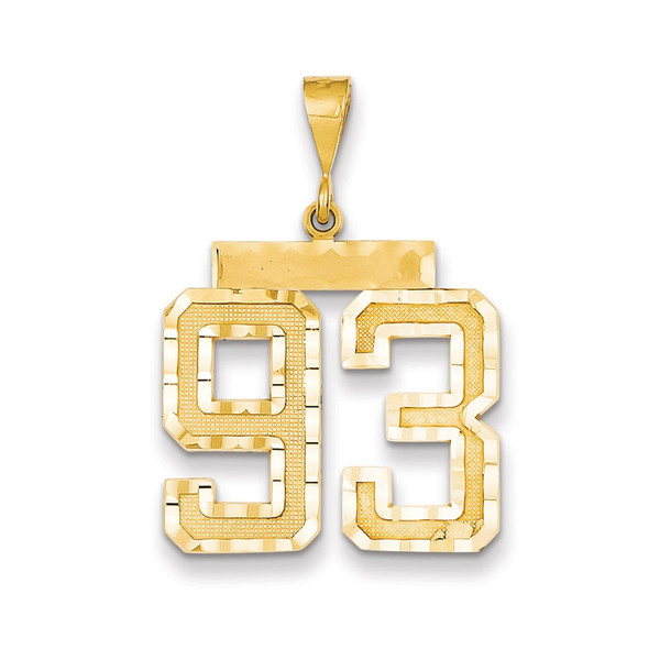 14k Yellow Gold Large Diamond-Cut Number 93 Pendant