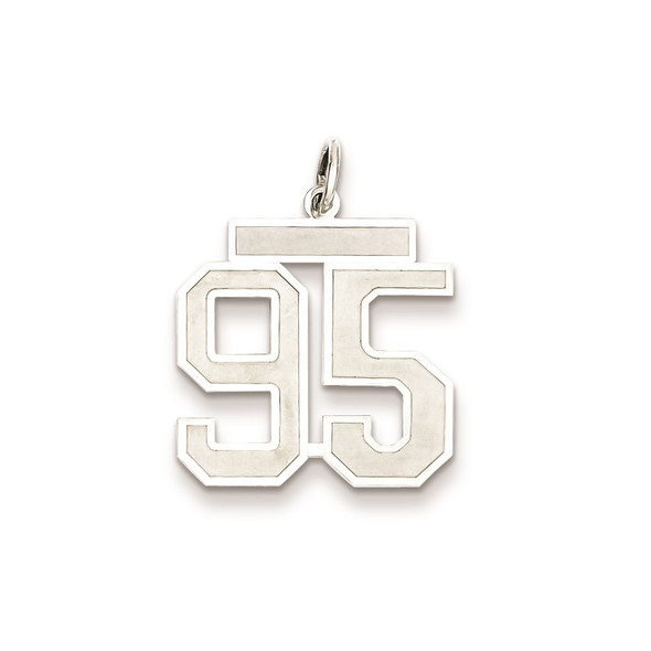 Sterling Silver Rhodium-plated Medium Satin Number 95 Charm