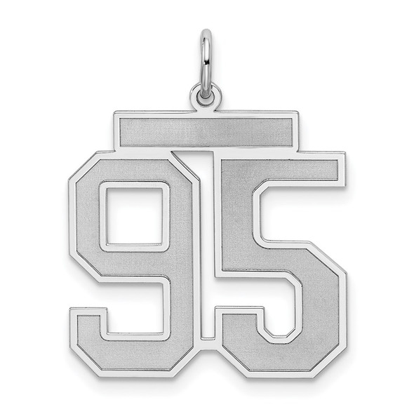 Sterling Silver Rhodium-plated Large Satin Number 95 Charm