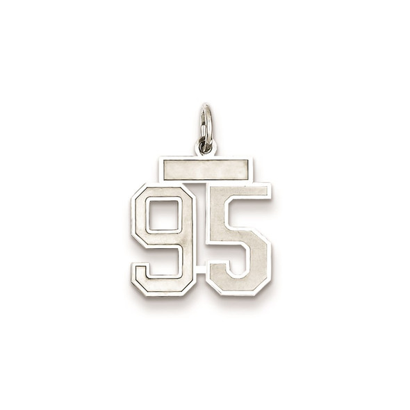 Sterling Silver Rhodium-plated Small Satin Number 95 Charm