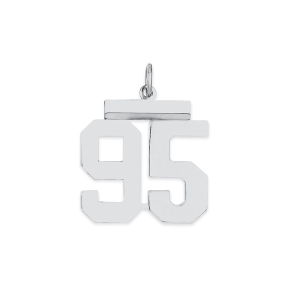 Sterling Silver Rhodium-plated Medium Polished Number 95 Charm