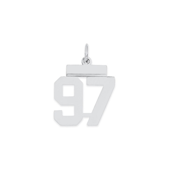 Sterling Silver Rhodium-plated Small Polished Number 97 Charm