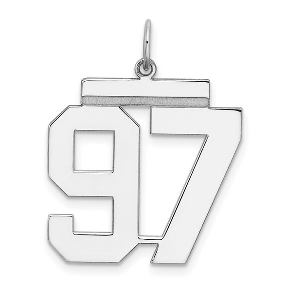 Sterling Silver Rhodium-plated Large Polished Number 97 Charm