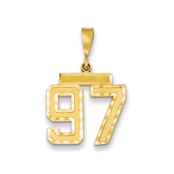 14k Yellow Gold Medium Diamond-Cut Number 97 Charm