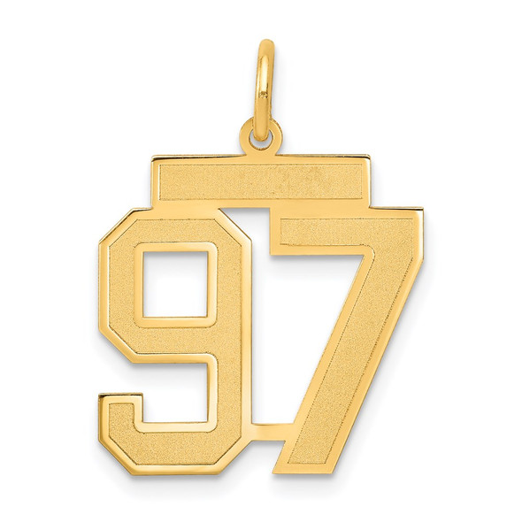 14k Yellow Gold Medium Satin Number 97 Charm