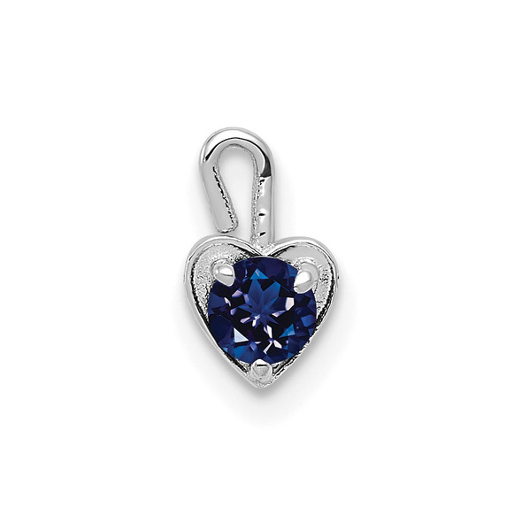 14k White Gold September Simulated Birthstone Heart Charm