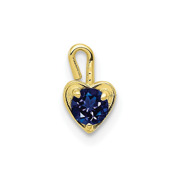 10k Yellow Gold September Simulated Birthstone Heart Charm
