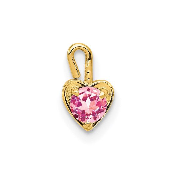 14k Yellow Gold October Simulated Birthstone Heart Charm