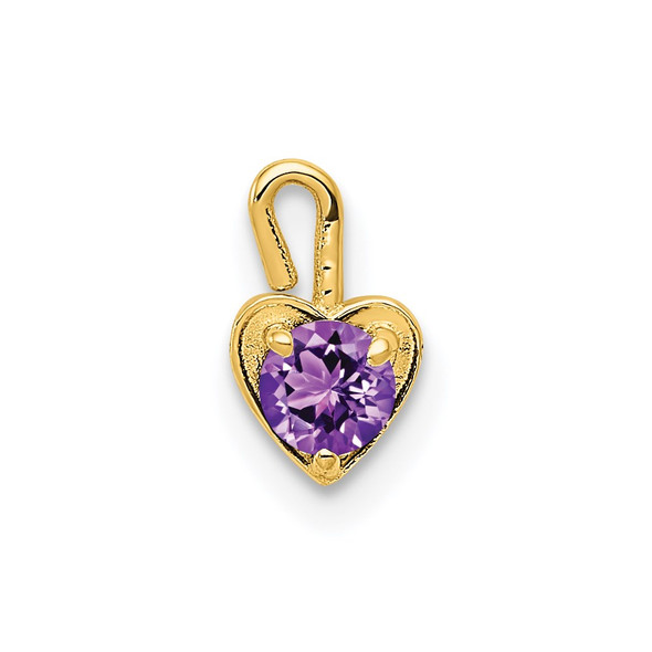 14k Yellow Gold February Simulated Birthstone Heart Charm