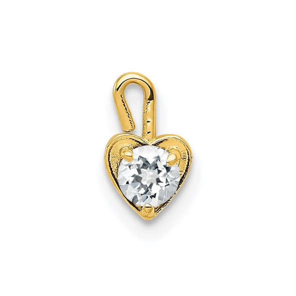 14k Yellow Gold April Simulated Birthstone Heart Charm