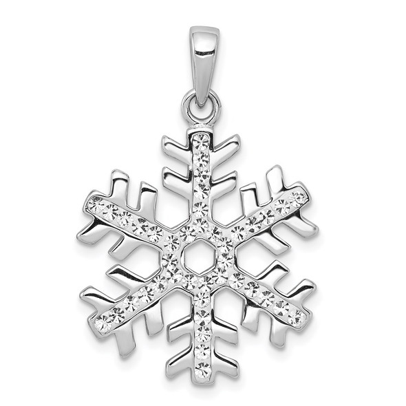 Sterling Silver Rhodium Plated Stellux Synthetic Crystal Snowflake Pendant
