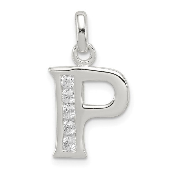 Sterling Silver White CZ Initial P Charm