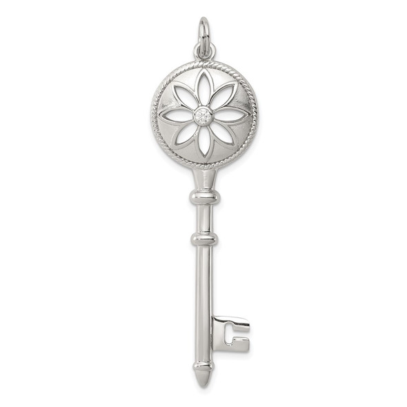 Sterling Silver CZ Key Charm QP2847