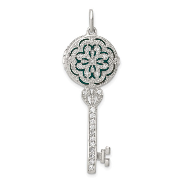 Sterling Silver CZ Key Locket Charm QP2035