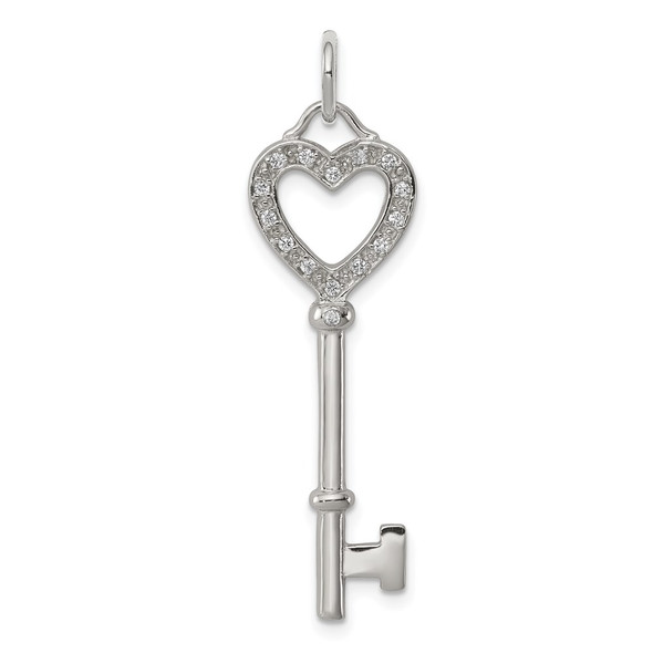 Sterling Silver CZ Heart Key Charm QP1539