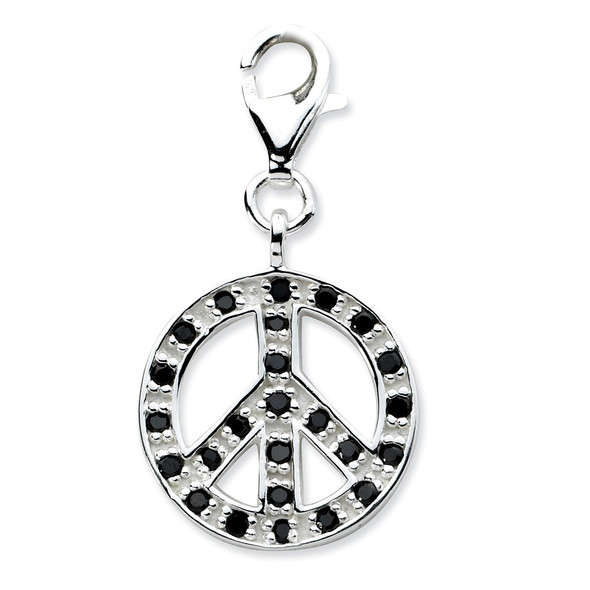 Sterling Silver Click-on CZ Polished Peace Charm QCC612